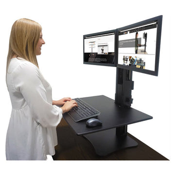 Victor® High Rise Dual Monitor Standing Desk Workstation, 28" X 23" X 10.5" To 15.5", Black freeshipping - TVN Wholesale